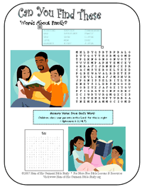Printable Free Bible Word Search on Family