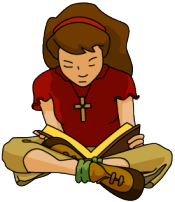 clipart girl reading Bible