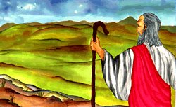 Bible story about Moses- Moses Moses looking at the promise Land